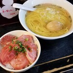 塩そば専門店 桑ばら - 鮪丼と鰹節の塩かけそば定食