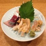 春のお店 - アジ、梅貝：お造り