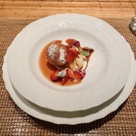 au deco - 越後姫のベニエ マルサラのアイスとシェーブルチーズ