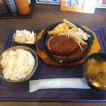 筑前屋 - 鉄板あつあつハンバーグ定食(デミグラス)
