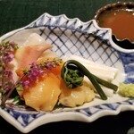 菅井 - 【貝盛り合わせ】赤貝、青柳、ほっき貝、つぶ貝、平貝、黄身醤油で