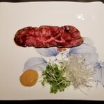 菅井 - 【ローストビーフ】葱、スプラウトを巻いて酢味噌で