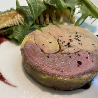 アーティショー - シャラン鴨とフォアグラのパテ、タケノコ、タンポポの葉