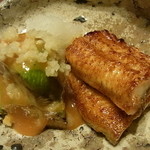 神楽坂 石かわ - 地焼きの鰻と、茄子　甘めの味噌で