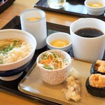 釜揚げうどん　小塚屋 - 天むすモーニング600円