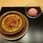 ガンツウ - クリームブリュレ季節のシャーベット付き