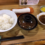 蛯天 分店 - 上天ぷら定食(1,500円)のご飯、味噌汁、天つゆ、漬物
