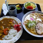 一平食堂 - Cセット　（らーめん・カレーライス・サラダ・おしんこ）　1000円