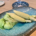 蕎麦に銘酒 蔵美庭 - 皮付きヤングコーンの素焼き