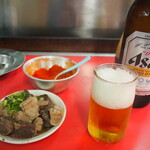 きらく - 料理写真:ホルモンW ＆ ビール