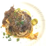 La Brianza - 和牛のボロネーゼそら豆タケノコ。和牛たっぷり嬉しい♪ 繊維質がほどけた感じのお肉で脂感があまりない印象、たっぷりだけど重くない美味しい♡ 春の素材そら豆とタケノコもたっぷり、アルデンテもいい感じ～