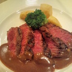 季節コースのステーキ