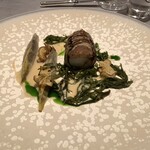 ASAHINA Gastronome - 余市産アンコウ　そのフォアと共に肉厚椎茸でルーローにし、ロッシーニ仕立て　コクのあるヴェルモットソース