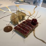 ASAHINA Gastronome - シャラン鴨の生ハム　軽い燻製にし、長茄子のフォンダン　タマリンドのクーリ