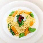 銀座 朝川 - 自家製からすみと春野菜のペペロンチーノ