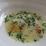 エスキス - 北海道産の栗かぼちゃのフラン、ムール貝とサフランのムースで1