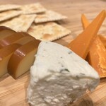 Assortment of three types of cheese