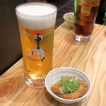 天ぷらと海鮮 ニューツルマツ - 生ビールと つきだし