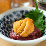 Raw sea urchin and horse wasabi