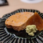 鮨みやもと - あん肝煮　山葵、粕漬けと一緒に
