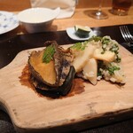 やまぐち - スペシャリテ　蒸した蝦夷アワビのソテーとすっぽんの出汁で炊いた筍と花山椒のリゾット