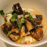 フォリオリーナ・デッラ・ポルタ・フォルトゥーナ - 米と生姜のスフォルマート　スカンピとポルチーニ茸と茄子のサラダ添え　オレガノ風味　(2012/09)　(2012/09)