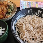 ゆで太郎 - 海老と穂先筍のかきあげ丼セット (そば冷) 。