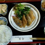 居酒屋 百合 - アジ天ぷら 定食　800円