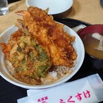 天丼屋 ふくすけ - とり天丼・えびと穴子ハーフ追加