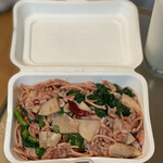 ナナイロパスタ - （期間限定・終了）桜ペペロンチーノ ～桜を練りこんだスパゲティ～ 1,180円 ＋ 大盛り 250 ＝ 1,430円。