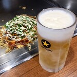 鉄板 厳島 - サッポロ生ビール(中) 520円
