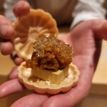 銀座 しのはら - あんぽ柿のフォアグラ最中