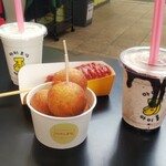 あいぽじゃん - チーズハットグ、チーズボウル、チョコバナナジュース、バナナジュースで 計(税込)1,750円(2021.04.17)