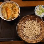 Tempura Jyuuwari Soba Shinjirou - えびかき揚げ丼と半十割そばセット