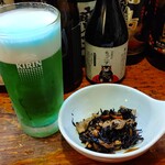 やきとりはうすまるちゃん - 山雅ﾋﾞｰﾙ600円&お通し