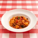 Mediterranean style tomato stew with swordfish tuna