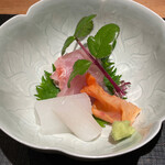 おおたに - 金目鯛、剣先いか、赤貝のお造り