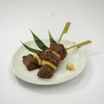 Beef zabuton skewers grilled with spices