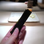 菊鮨 - ◆赤貝のヒモ・・ヒモの食感もよく海苔が上質なので、美味しい。