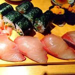 うを勢 - 納豆巻き、ウニ、ハマチ×2