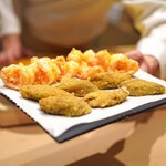 三谷 - 車海老とムラサキ雲丹のフライ