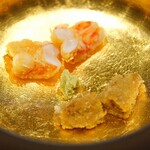 三谷 - 車海老とムラサキ雲丹のフライ