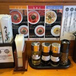 成都正宗担々麺 つじ田 - お酢・汁ありタレ・汁なしタレ・花椒