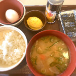 Sukiya - たまかけ朝食（ごはんミニ、豚汁変更）