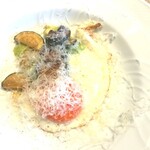 La Brianza - ローマの目玉焼き。おいしい玉子の半熟目玉焼きとズッキーニやそら豆たち、黄身を崩してお野菜と絡めてソースにして絶品！  振りかけられたチーズがたまらなくいい風味をプラスしているわ