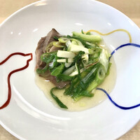 佐とう - 黒毛和牛網焼き　九条葱と独活の餡