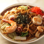 Special Yakisoba (stir-fried noodles) and udon