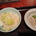 Teuchi Soba Ookawaya - 桜エビご飯と大根の煮物