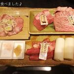 闇市 - Aセット（4,179円）
      テーマは“特上満足の5点盛り合わせ”
      （特上タン塩、ざぶとん、中落ちカルビ、肩ロースステーキ、黒毛かいのみ）