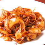 Squid and green onion with Sichuan style